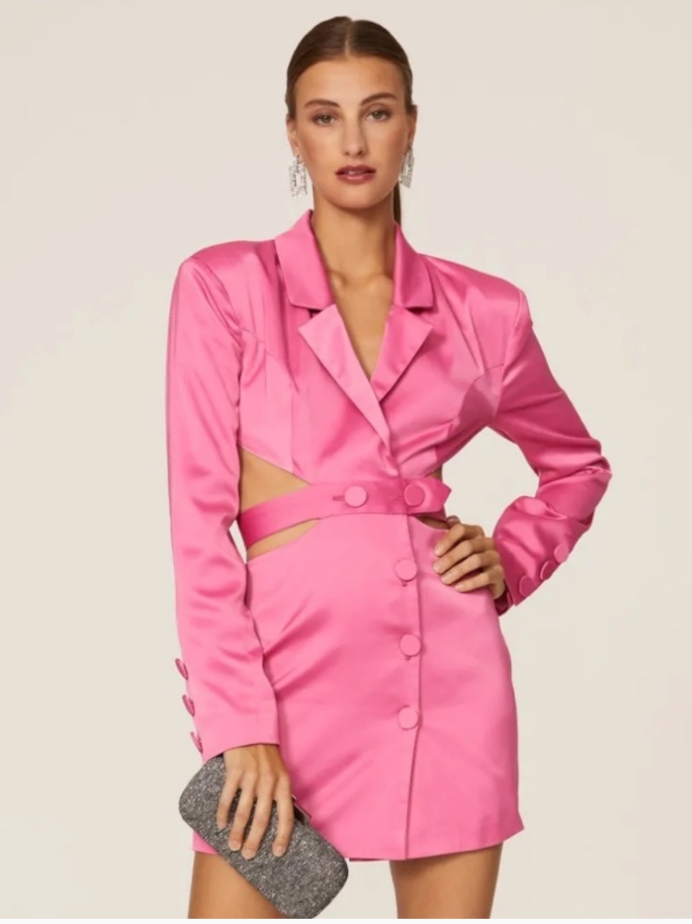 For Love And Lemons Hot Pink Cutout Blazer Mini Dress